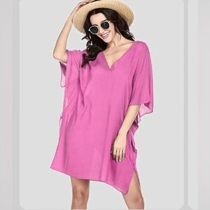 Swim coverup Loose fitting mauve pink size M